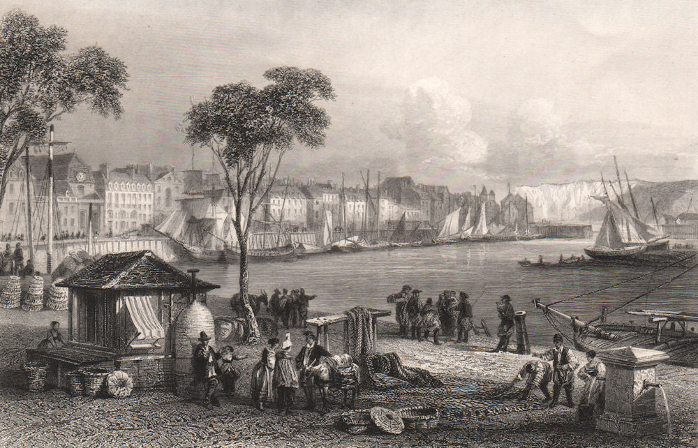 DIEPPE. Seine-Maritime 1844 old antique vintage print picture